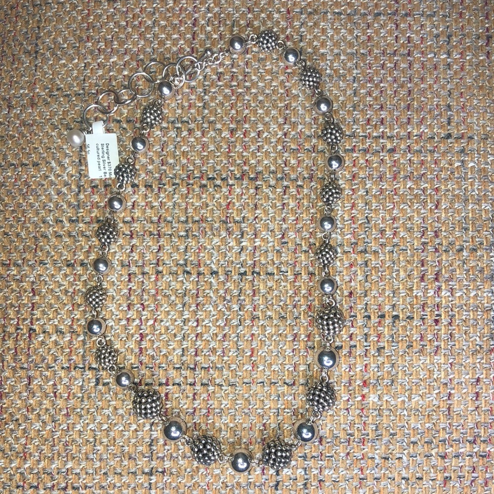 MICHAEL DAWKINS Starry Night Sterling Clusters, Silver Globes, Pearl Necklace - Picture 6 of 17
